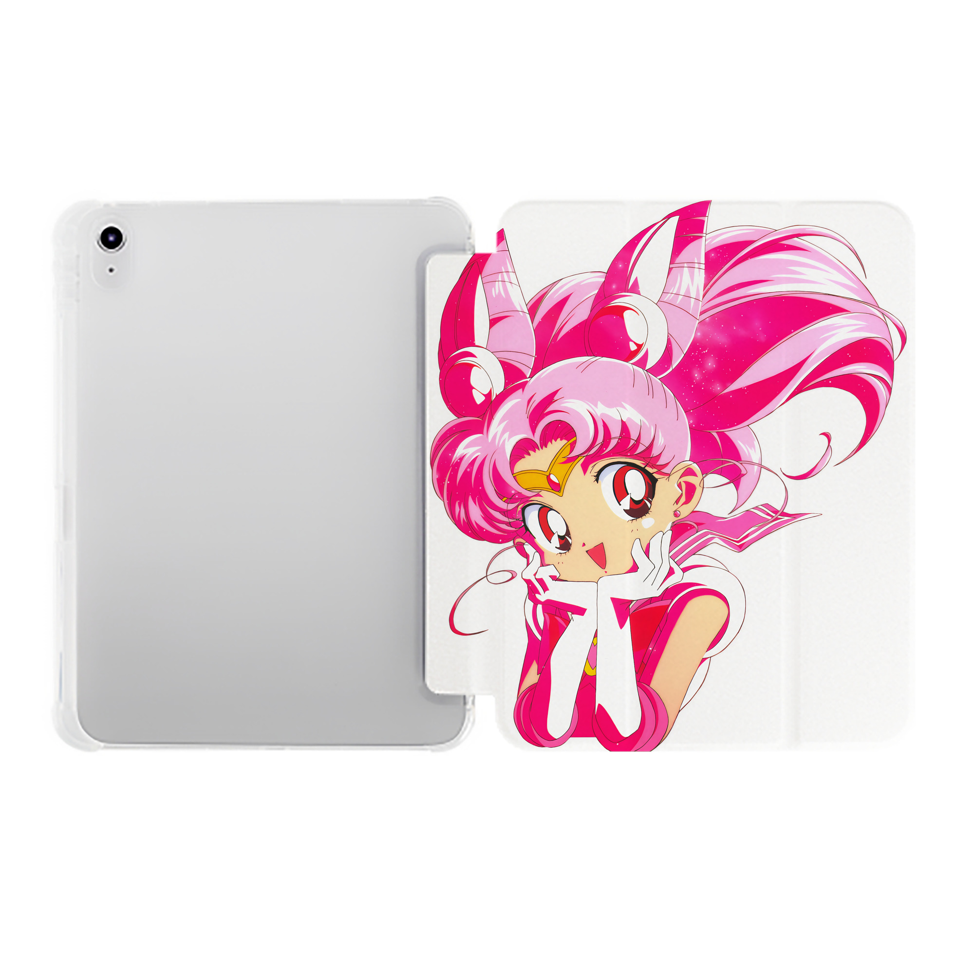 （画像用） 美少女戦士セーラームーン ちびうさ Sailor Moon Chibiusa Tsukino Usagi Small Lady Serenity IPad ケース ペン収納付き 三つ折りスタンド PUレザー×シリコン 対応機種9.5/10.5/10.9インチ